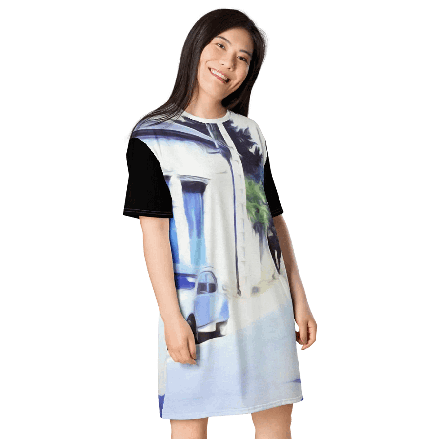 Vintage Blue Car Tshirt Dress product image (8)