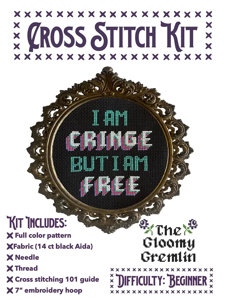Cringe But Free - Cross Stitch Kit product image (2)