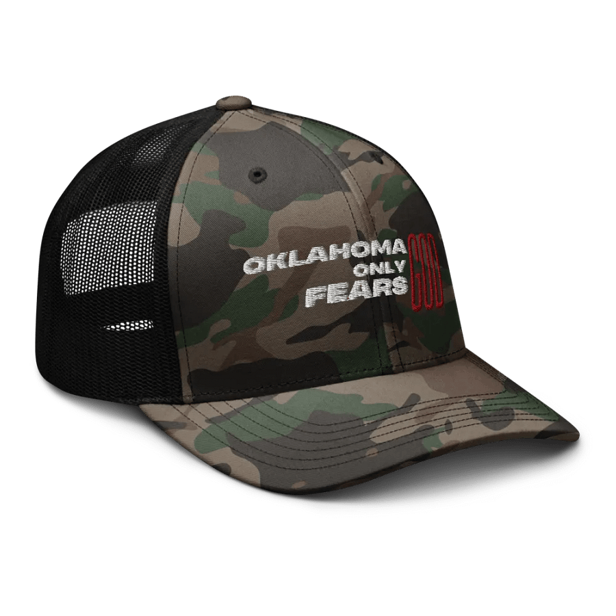 'OKLAHOMA ONLY FEARS GOD' Camo snapback trucker product image (8)