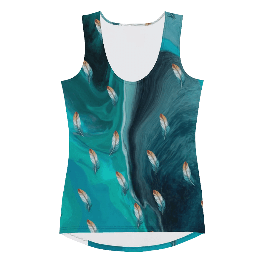 Ladies all over print tank top with colorful feathers design on abstract background. product image (3)