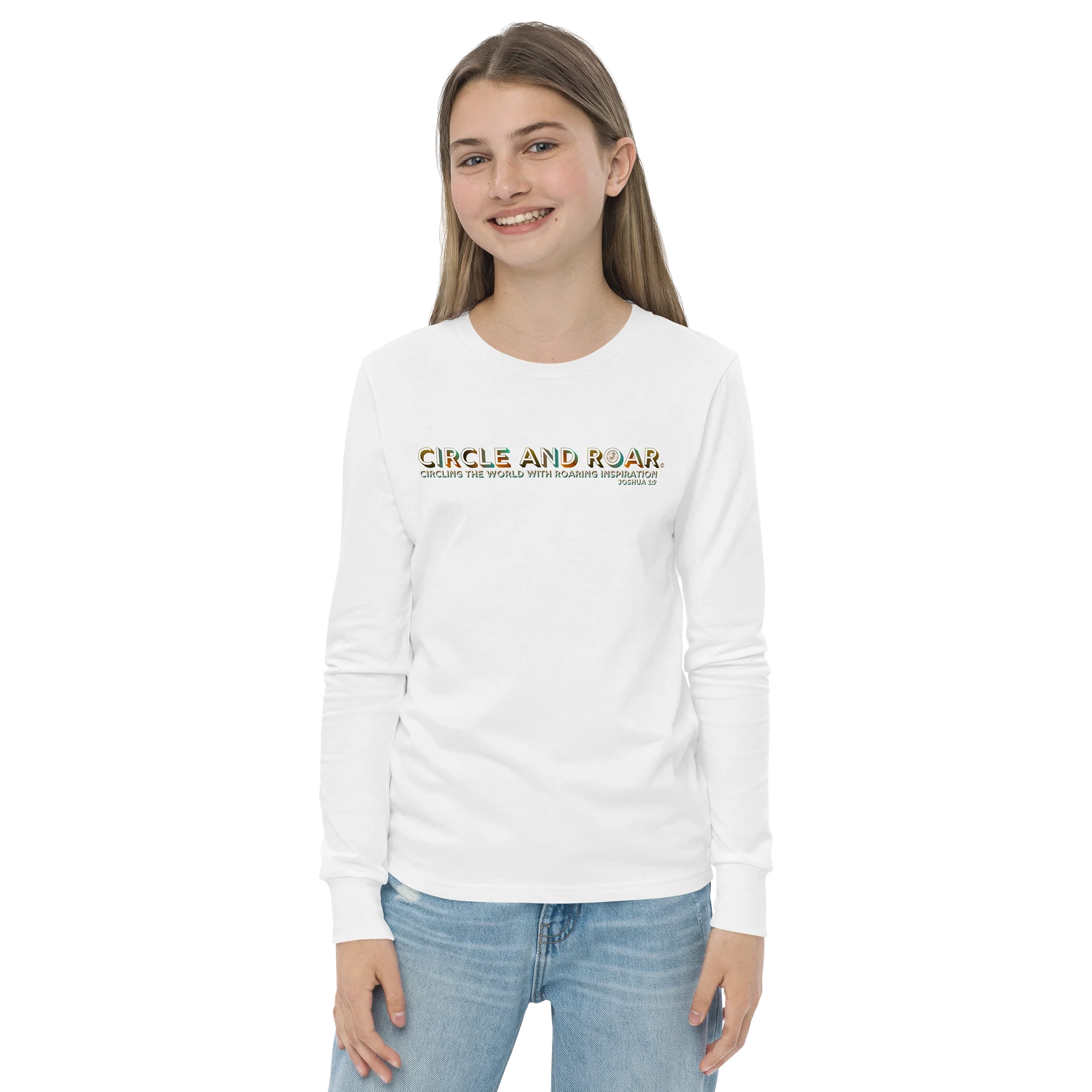 "Circle and Roar" Joshua 1:9 Gradient Text Long-Sleeve T-Shirt product image (2)