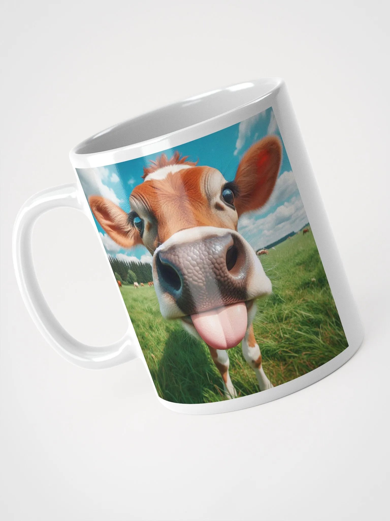 Rude Cow Tongue #Humorous Glossy Mug - White product image (3)