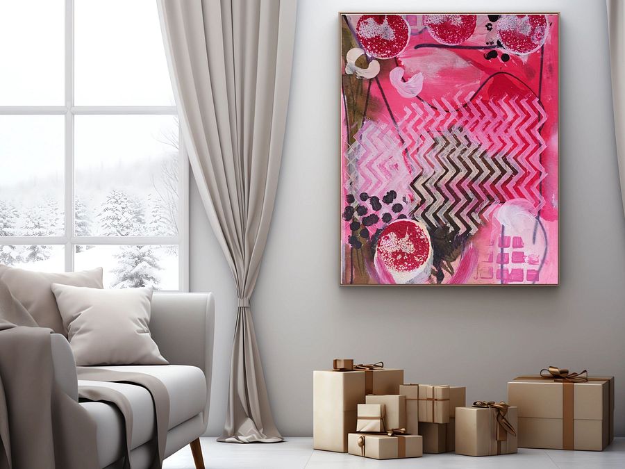 abstract painting, digital poster, original by b.reters, pink impression product image (6)