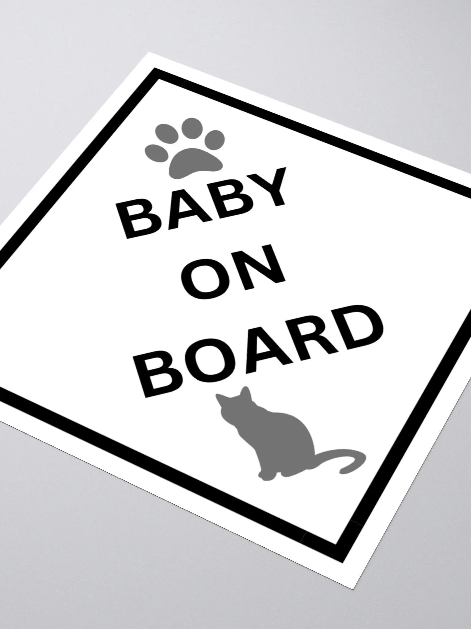 Cat Baby on Board Sticker - Gray on White product image (11)