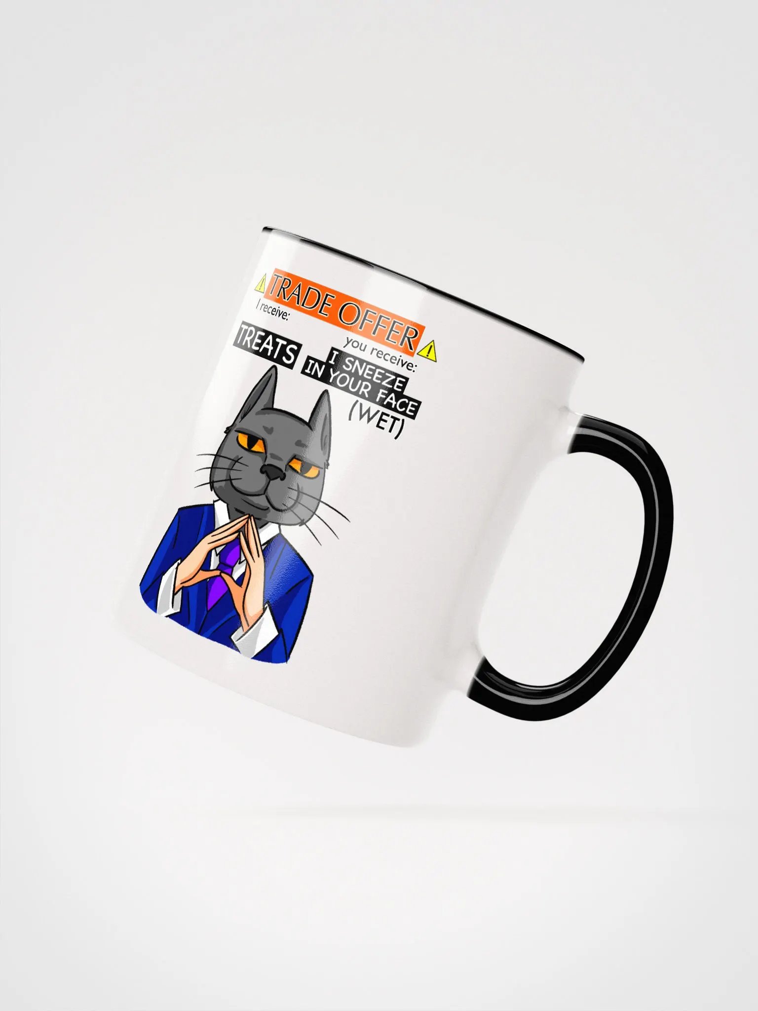 Trade Offer Human-Cat Meme Mug Multicolored Rim product image (4)