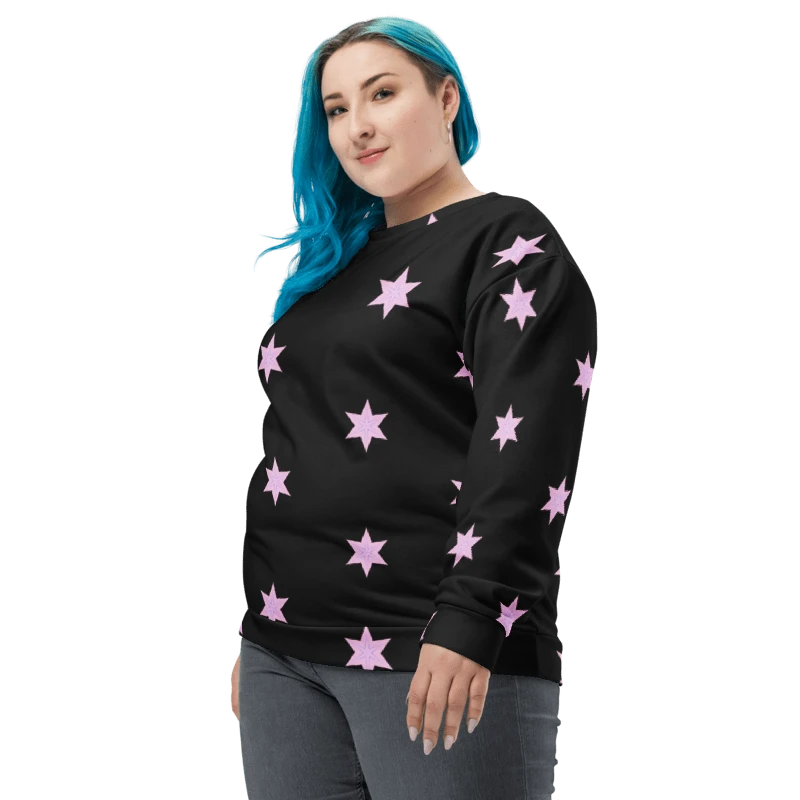 Abstract Repeating Pink Stars Unisex All Over Print Sweatshirt product image (1)