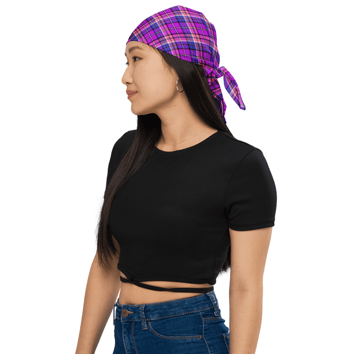 Bright Purple, Pink, and Blue Plaid Bandana product image (1)