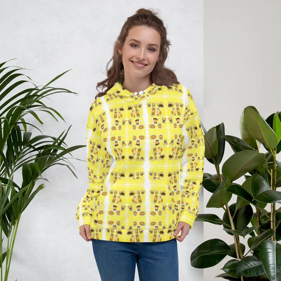 Abstract Doodle Cats Unisex All Over Print Pull Over Hoodie product image (5)