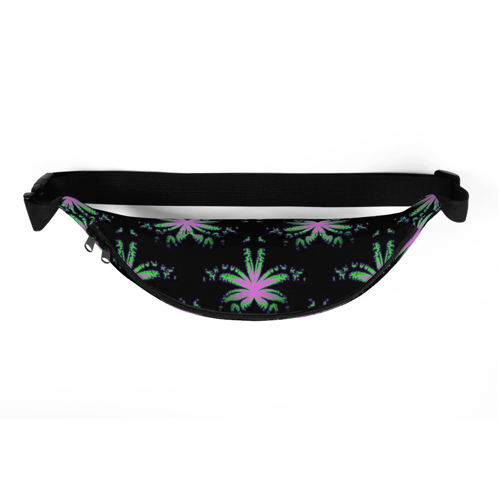Cannabis Leaf 420 Fanny Pack, Pink Neon Green Black Stoner Bag, Weed Lover Accessory product image (5)