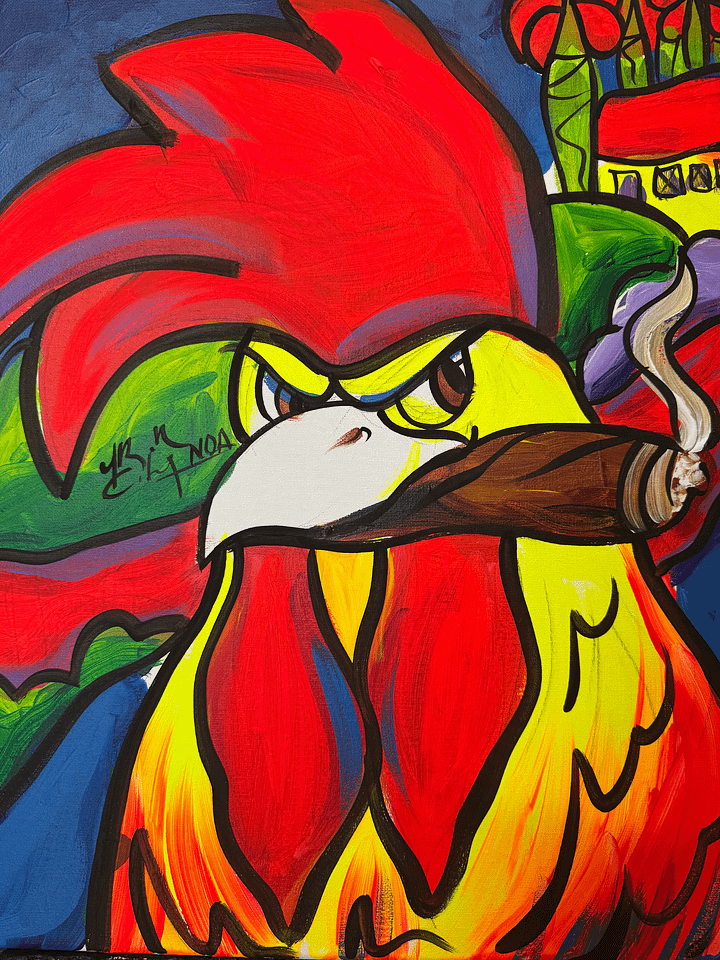 Rooster acrylic painting 16x20in product image (2)