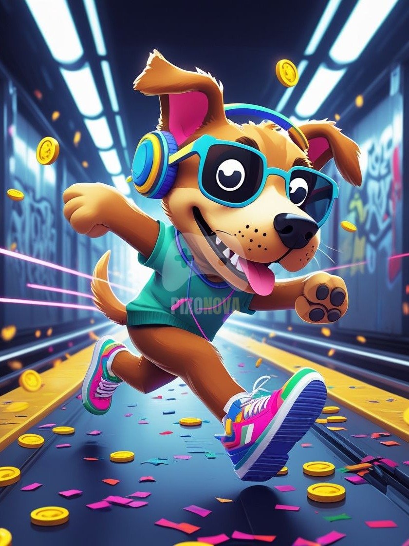 Pixel Party Parade – Track 2: Subway Shuffle (Dog Mascot Edition) | 1120x1120 px | 4 Variations | PNG + PDF product image (2)
