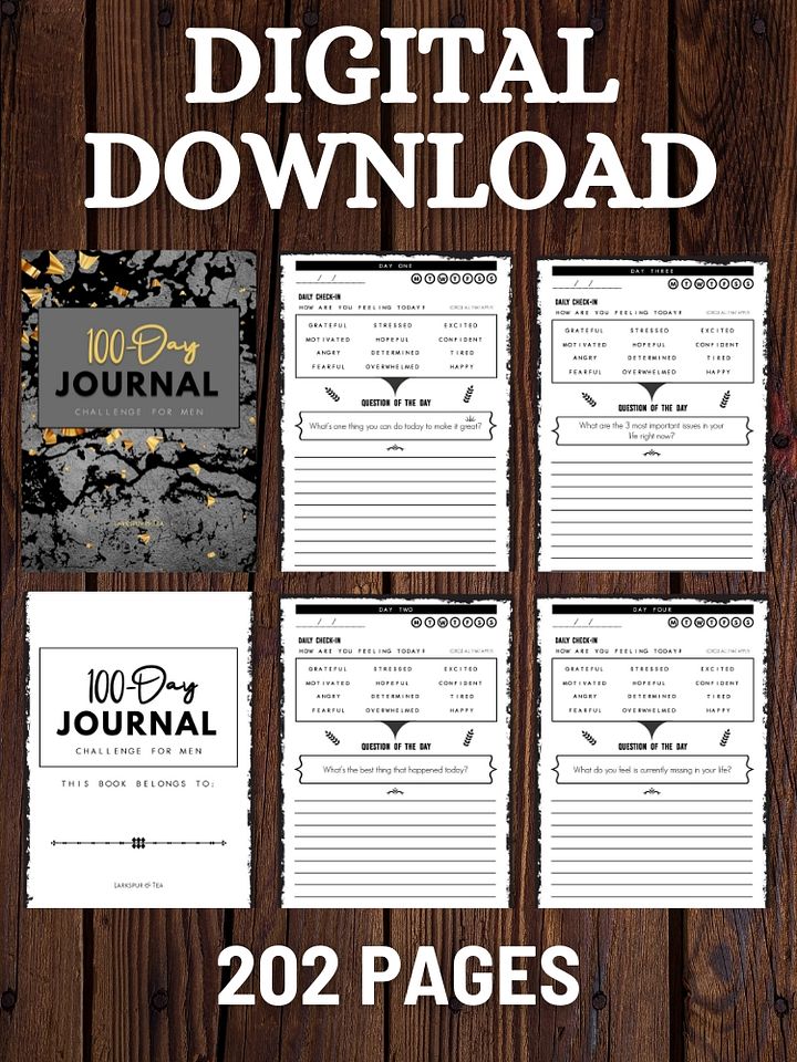 100-Day Journal Challenge for Men – A Guided Journal for Mental Health and Inner Growth product image (1)