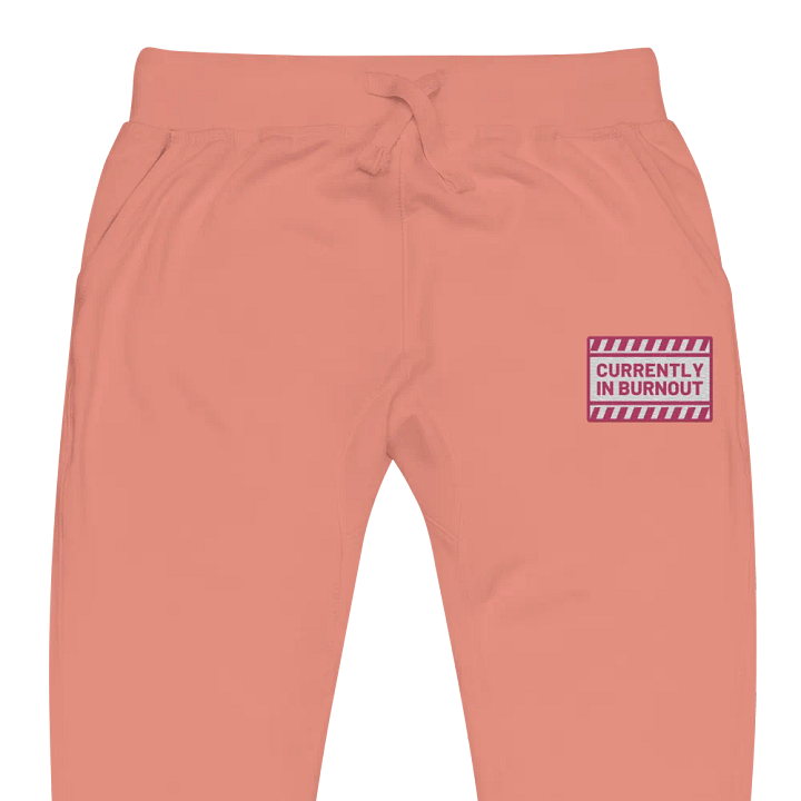 CURRENTLY IN BURNOUT (pink design) embroidered fleece joggers product image (5)