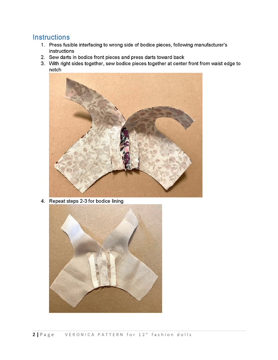 Veronica sewing pattern for 12" fashion dolls product image (3)