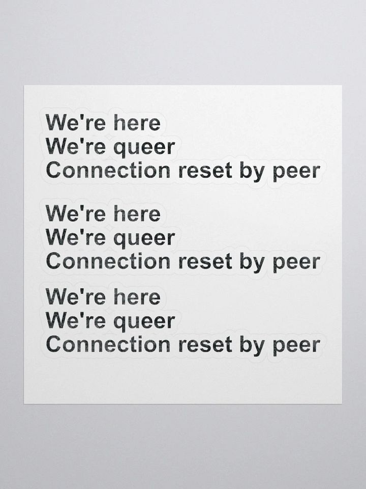 We're Here, We're Queer, Connection Reset By Peer (sticker) product image (1)