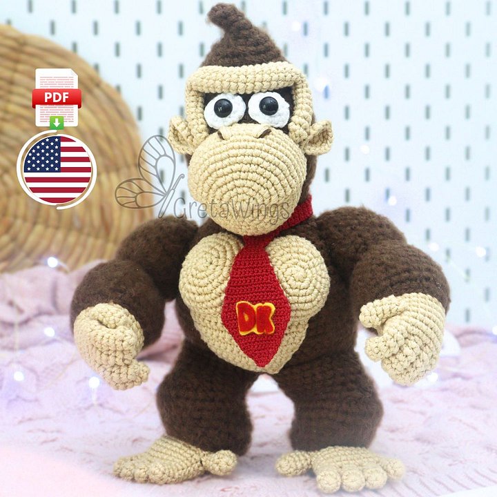 Donkey Kong Amigurumi Pattern from the Mario Bros. series (Digital Download) product image (1)