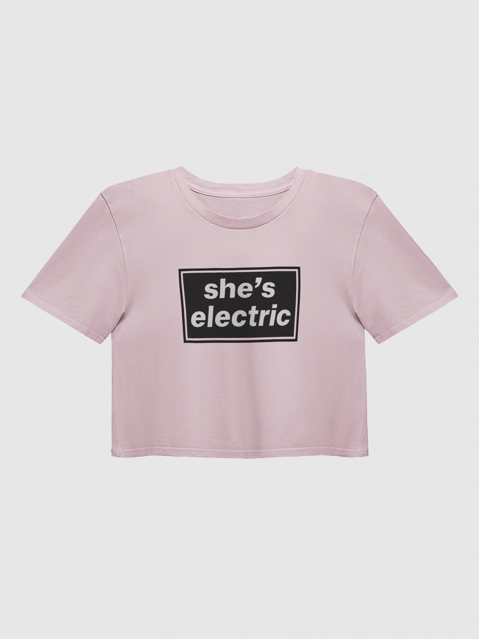 She's Electric Baby Tee – Hand Screen Printed Cropped Shirt – 90s Britpop Inspired – Manchester Music Fan Tee product image (2)