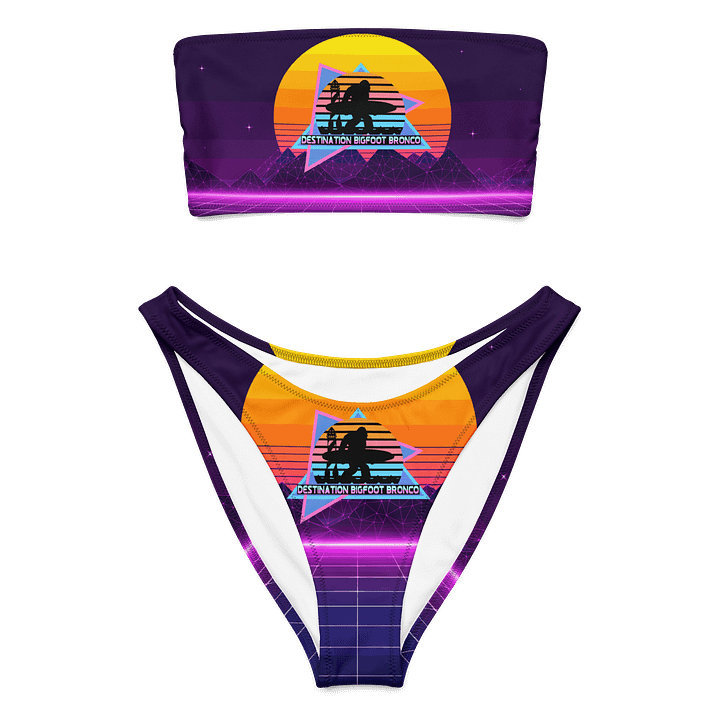 Destination Bigfoot Bronco Retro-Inspired Synthwave All-Over Print Recycled Women's Bandeau Bikini product image (1)
