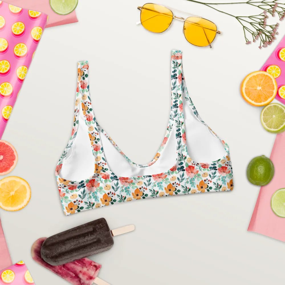 Watercolour Floral Pattern Padded Bikini Top - V1 product image (3)