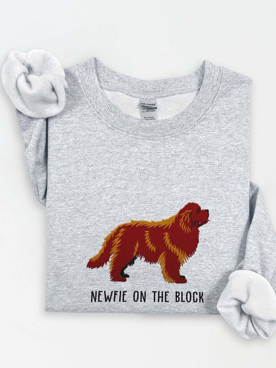 Newfie on the Block Sweatshirt (Embroidered) of a Newfoundland(Choco) product image (1)