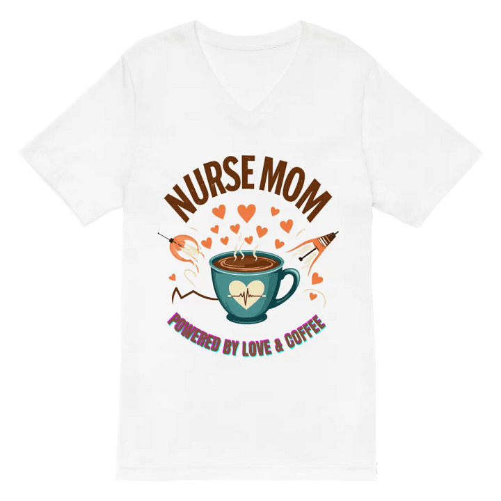 Heartbeat Nurse Mom, powered by coffee V-Neck Tee product image (6)