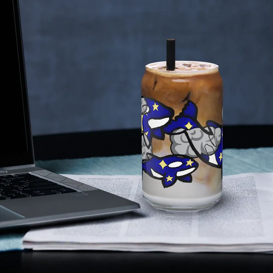 midnight orcas can-shaped glass product image (3)