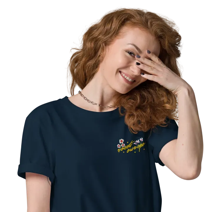 reset europe w/ flowers embroidered t-shirt - 100% organic cotton product image (1)