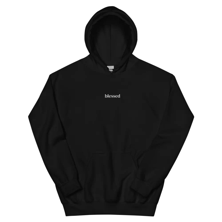 Minimalistic Unisex Blessed Embroided Hoodie (White Embroided) product image (2)