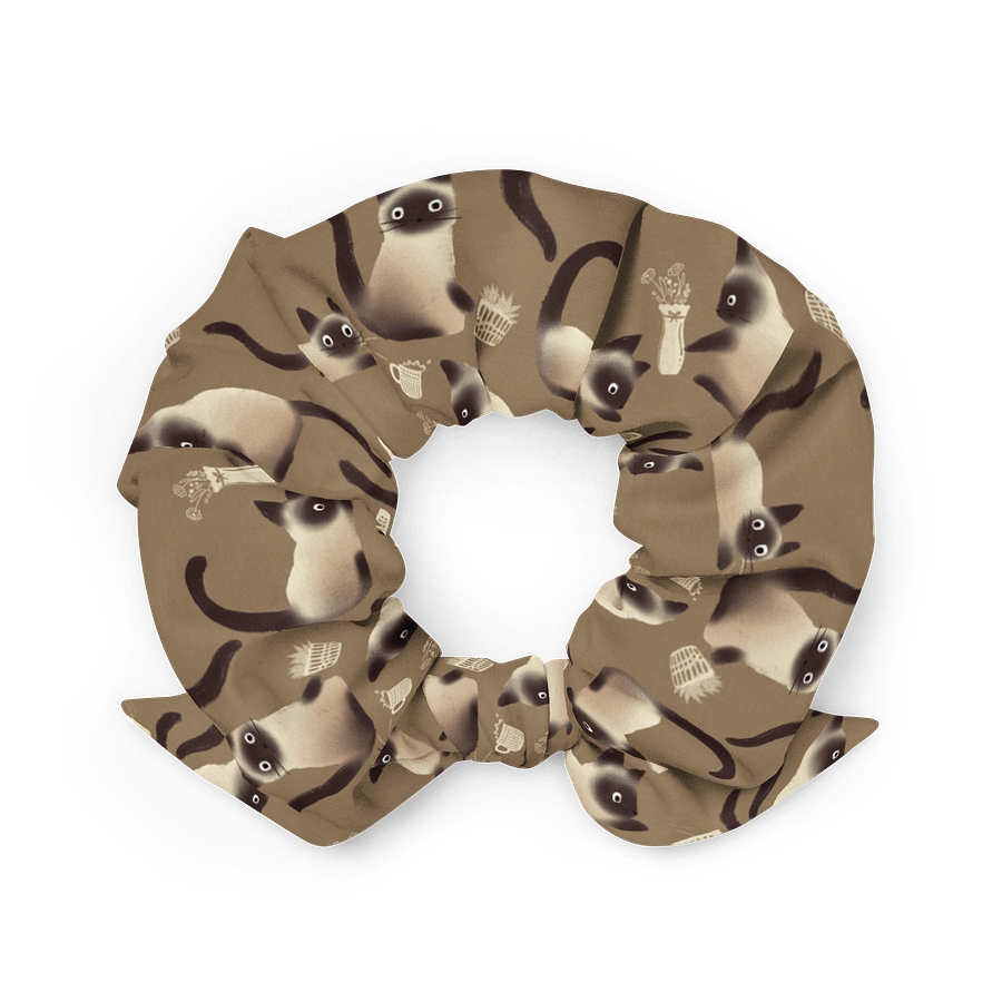 Siamese Cats Knocking Stuff Over Patterned Scrunchie product image (2)