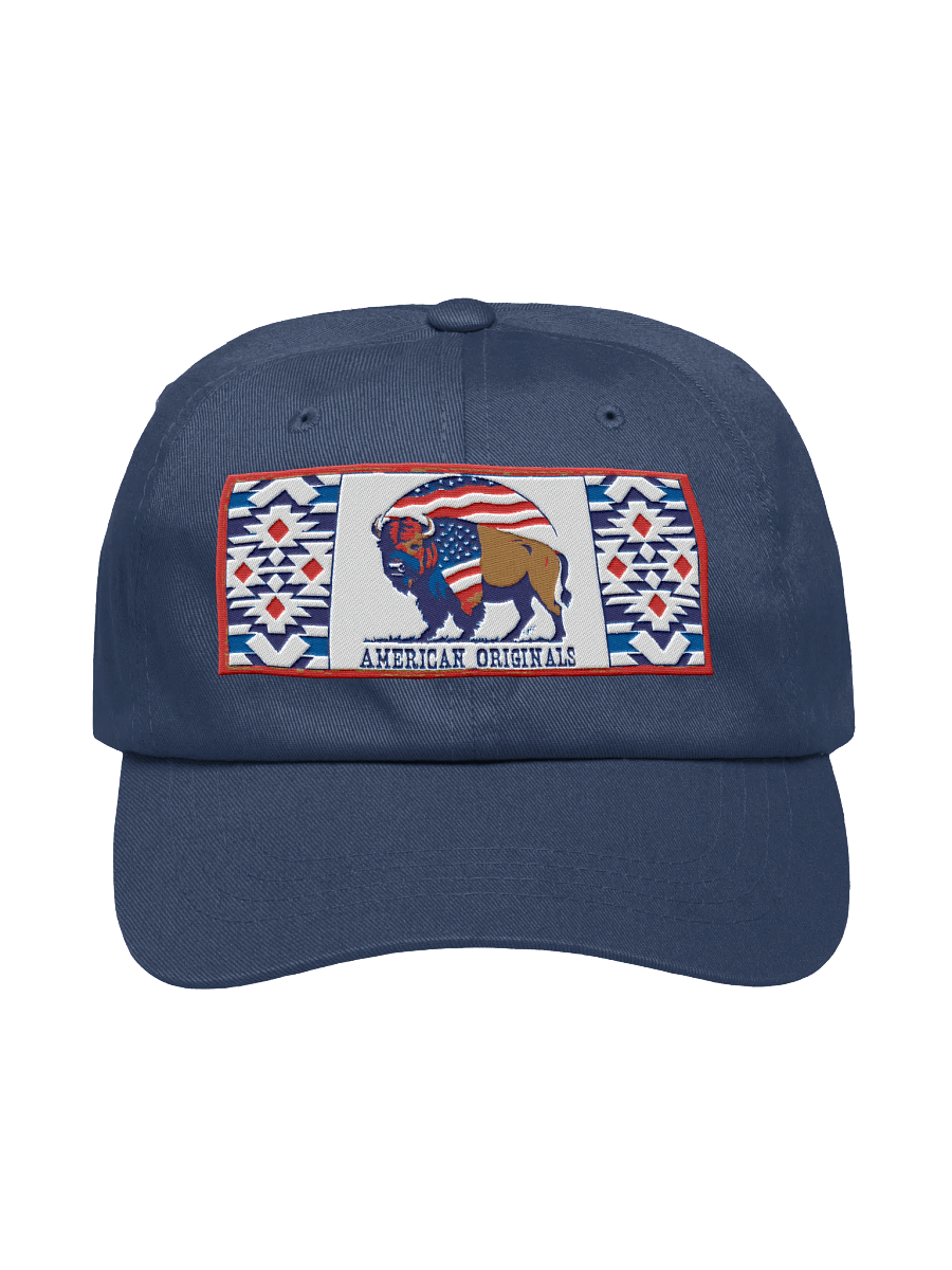 American Bison Embroidered Hat with Patriotic Flag Motif product image (1)