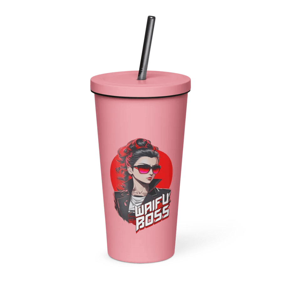 Waifu Boss 20 oz Tumbler Cup - Pink - Insulated Tumbler with a Straw v2 product image (1)