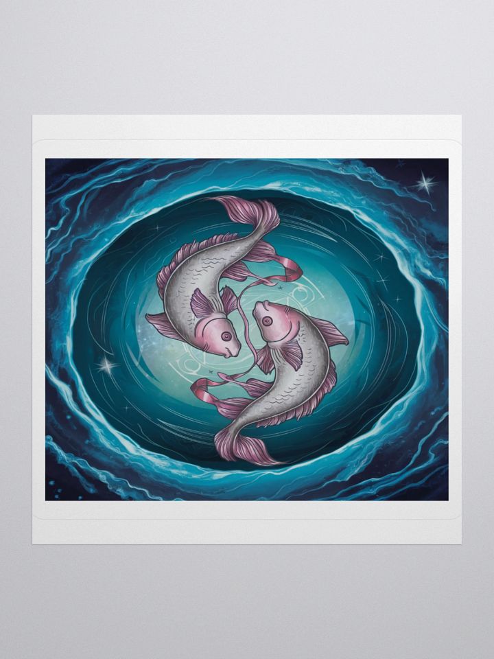 Mesmerizing Pisces Zodiac Sticker - Dual Fish in Celestial Waves, Exclusive Design product image (1)