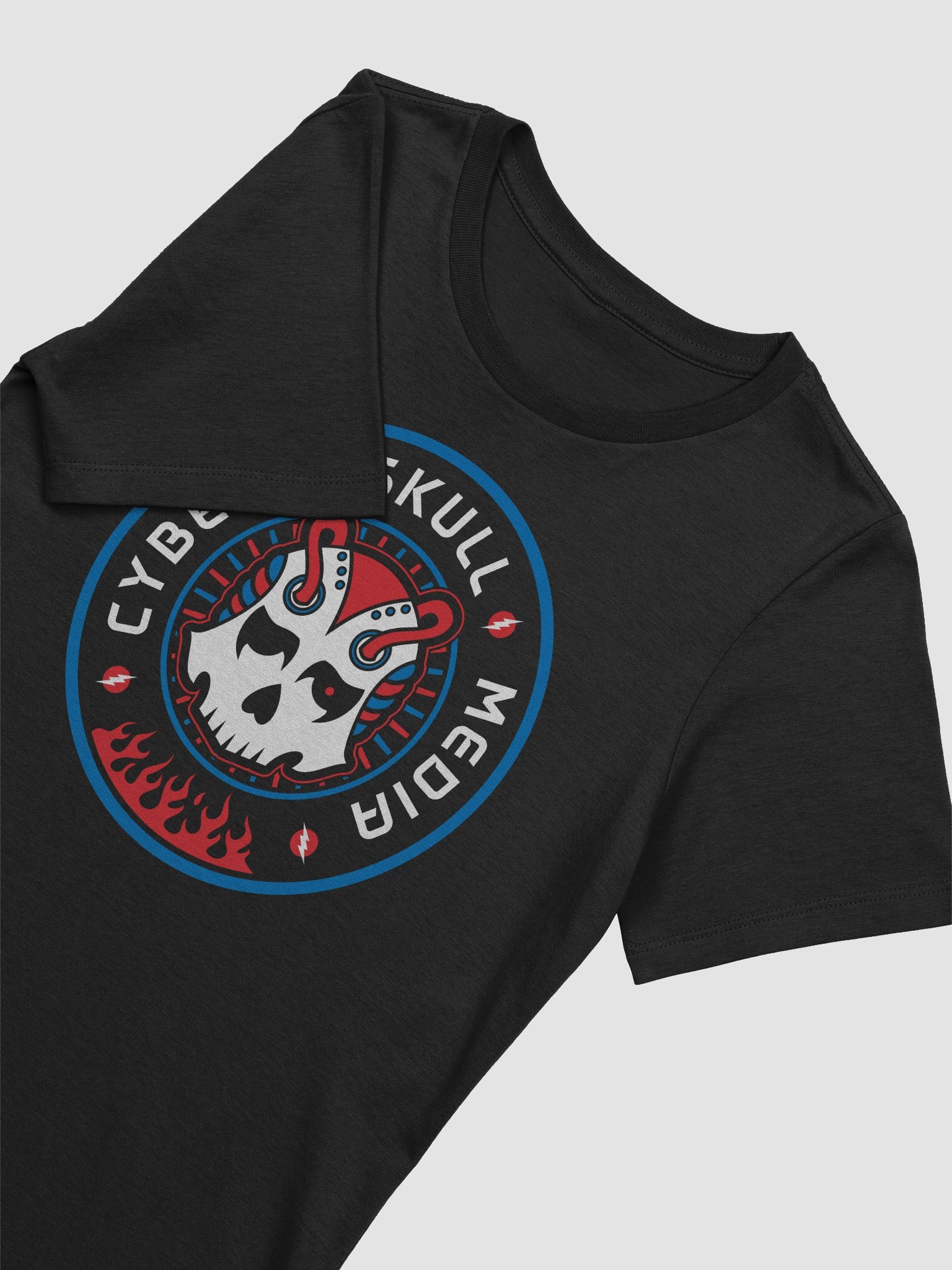 Red, White, & Blue Cyber Skull Media Logo Tee (Women's Fit) product image (3)