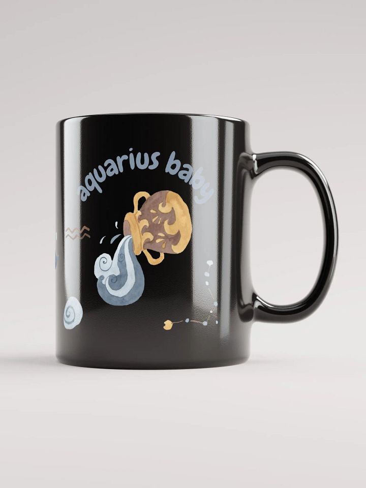 Aquarius Baby January 20 – February 18 BLACK GLOSSY MUG Baby Gift, New Baby Gift, Fun Astrology Gift product image (1)