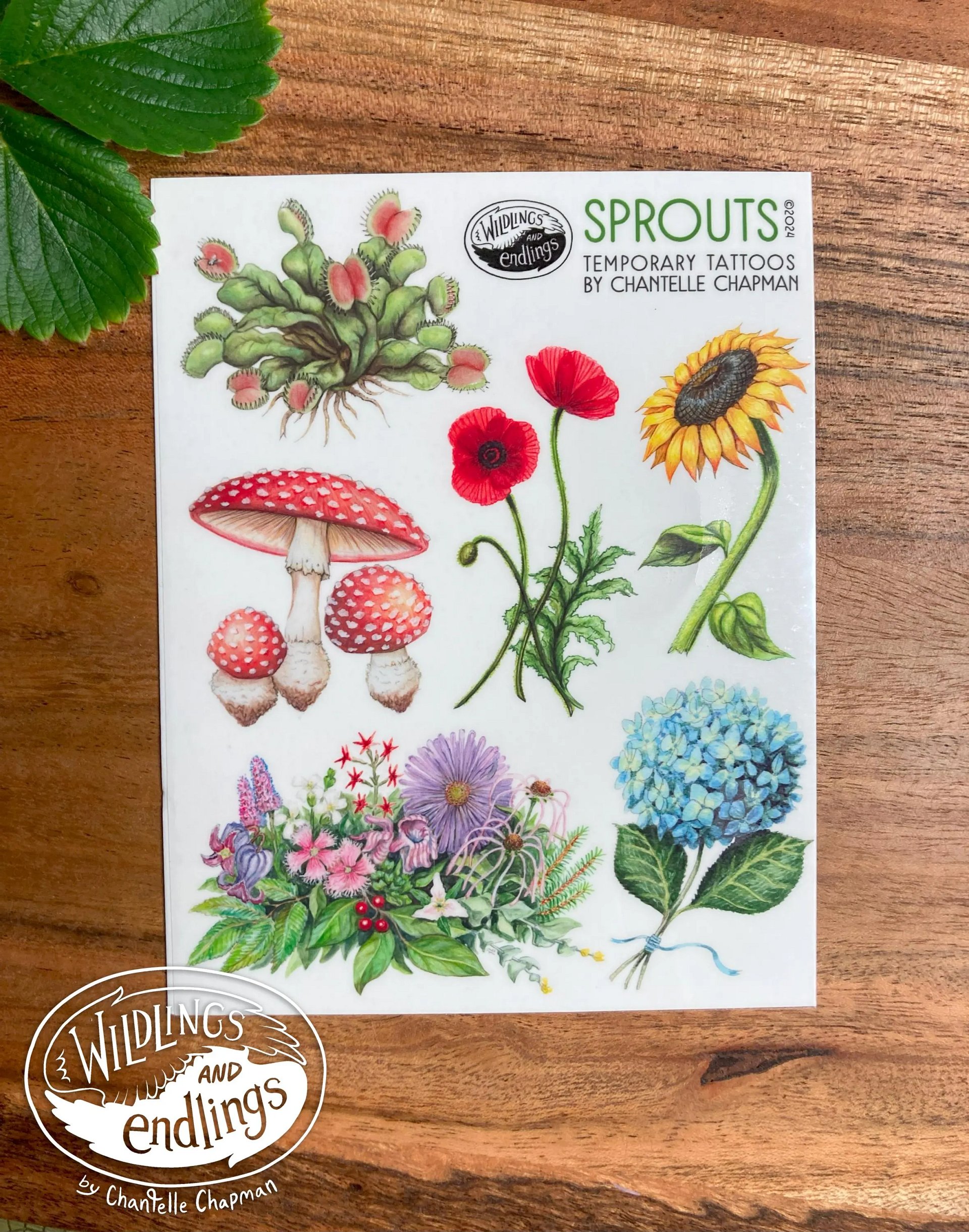 'Sprouts!' Flowers, Plants, and Fungi - A2 Temporary Tattoo Sheet product image (1)