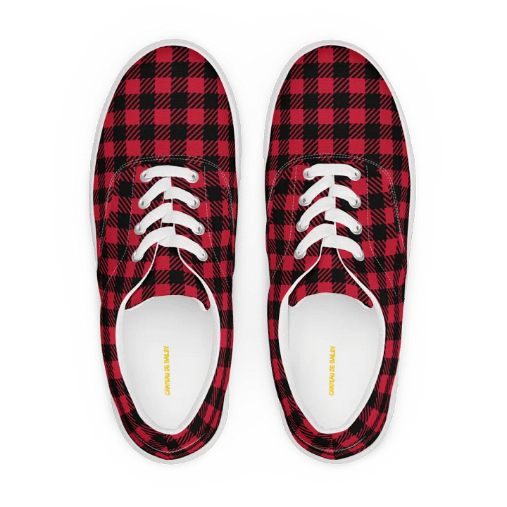 Bold Buffalo Plaid Women's Lace-Up Canvas Shoes product image (1)
