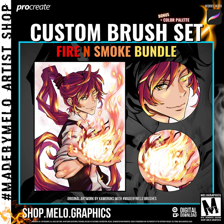 Fire N Smoke Procreate Brush Set + Color Palette Bundle | #MadeByMELO product image (4)