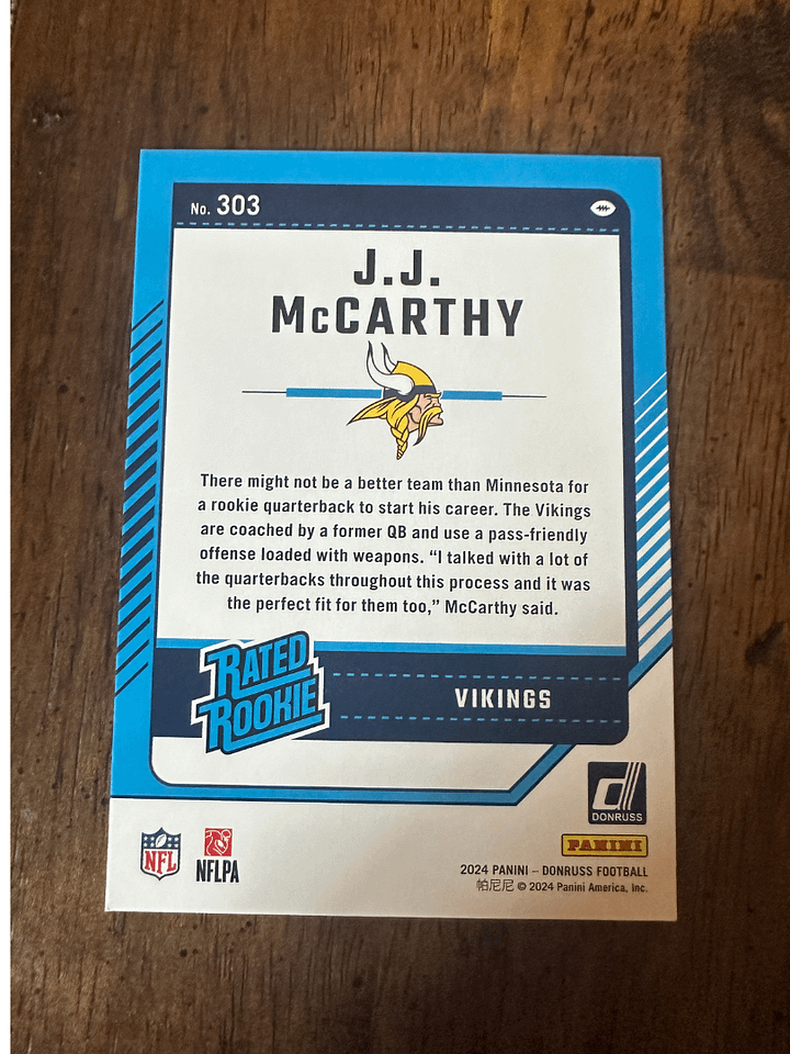 2024 Donrus Rated Rookie JJ McCarthy product image (2)