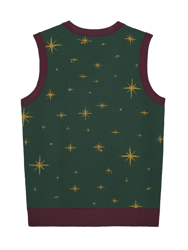 Ugly Christmas Sweater Vest – Retro Starburst Celestial Knit, V-Neck Holiday Chaos product image (2)