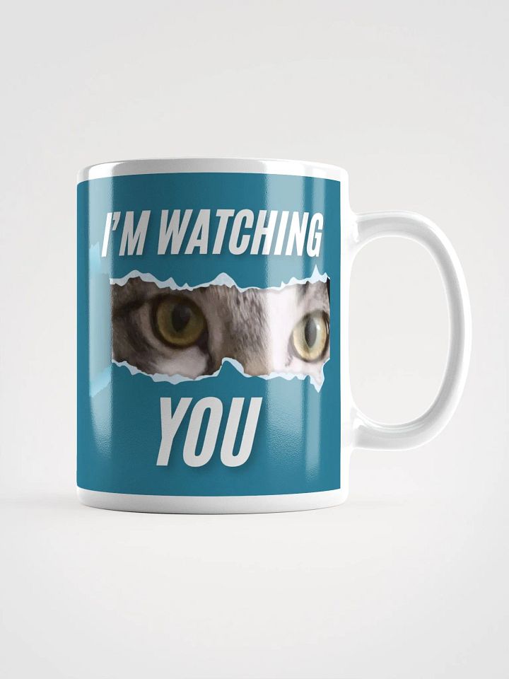 I'm Watching You Cute Tabby Kitten White & Blue Wraparound Mug product image (1)