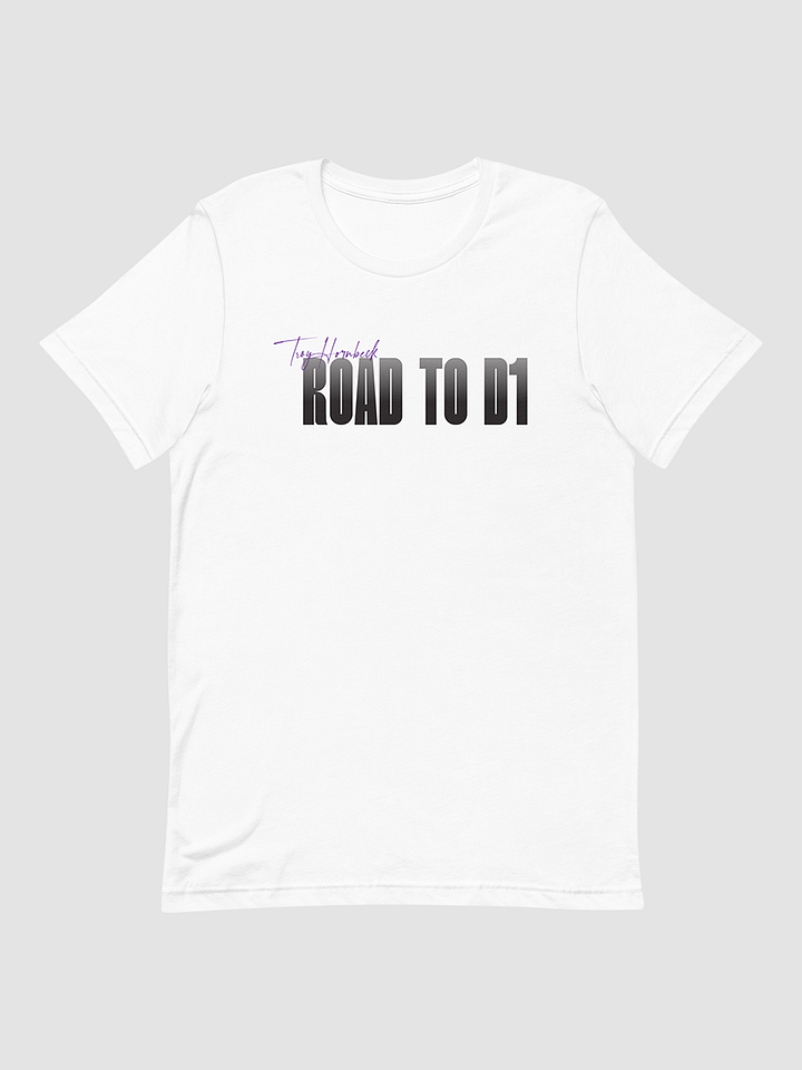 Troy Hornbeck - ROAD TO D1 - White T-shirt with PURPLE product image (1)