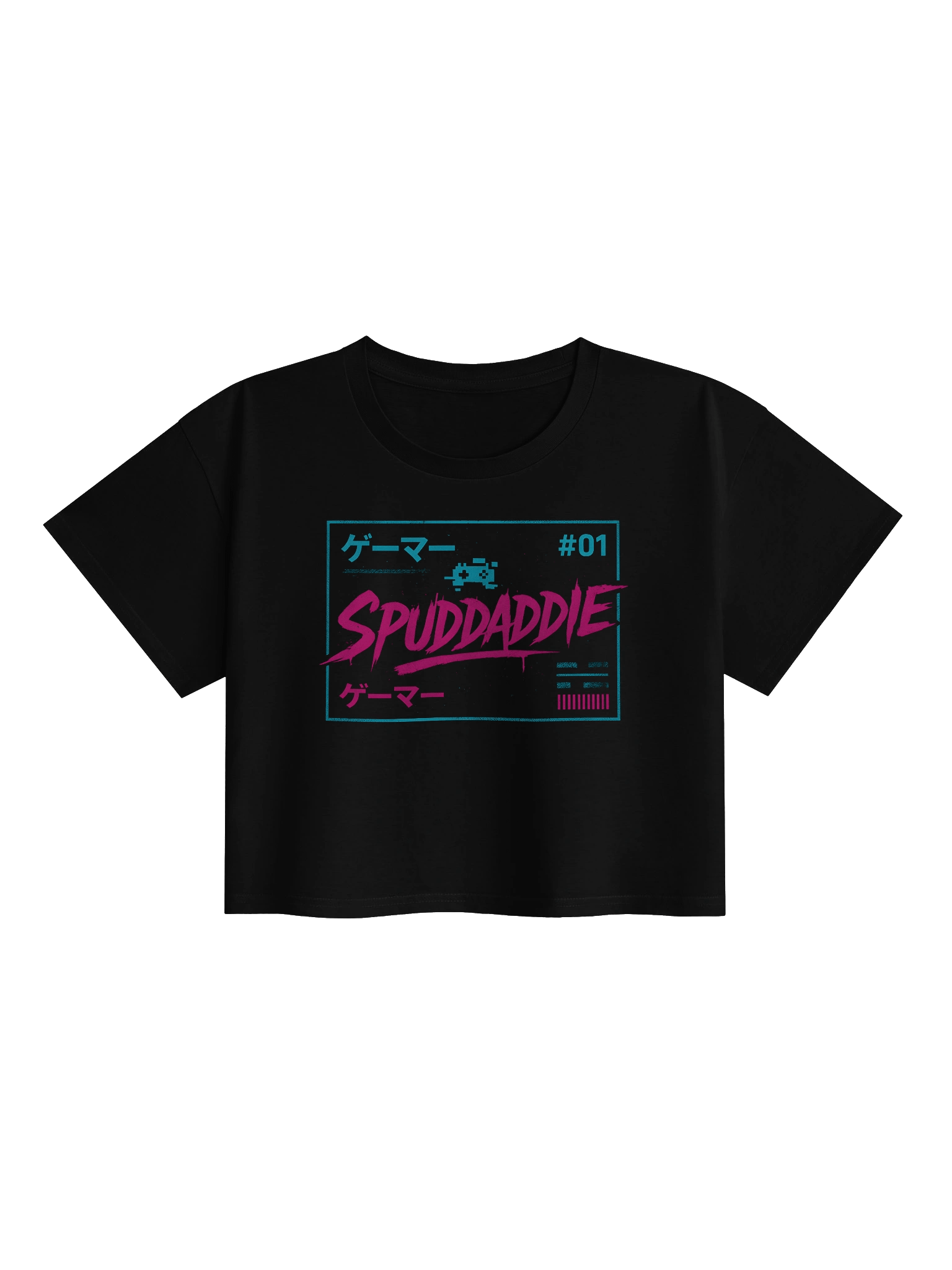 SpudDaddie Gamer #01 Neon Grid Crop Tee product image (1)