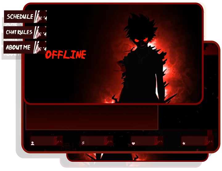 DARK ANIME Stream Overlay Pack, Anime Overlay pack, Anime Twitch Overlay, Gaming Stream Overlay, Red Overlay Twitch, Phonk Twitch Overlay product image (1)