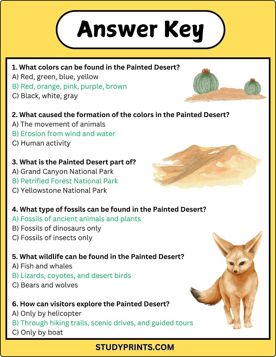 The Painted Desert Reading Comprehension Worksheet product image (4)