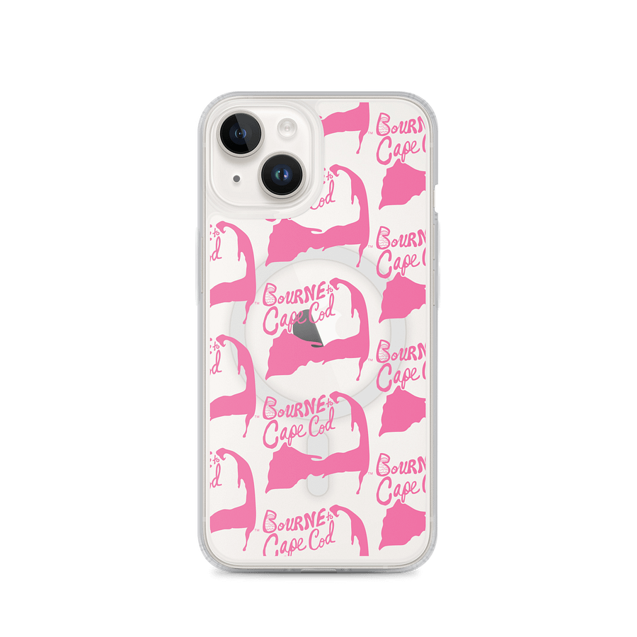 BOURNE to Cape Cod™ | MagSafe® Clear iPhone® Case | Coastal Cool Protection & Style | Brilliant Rose | Repeat Logo product image (1)