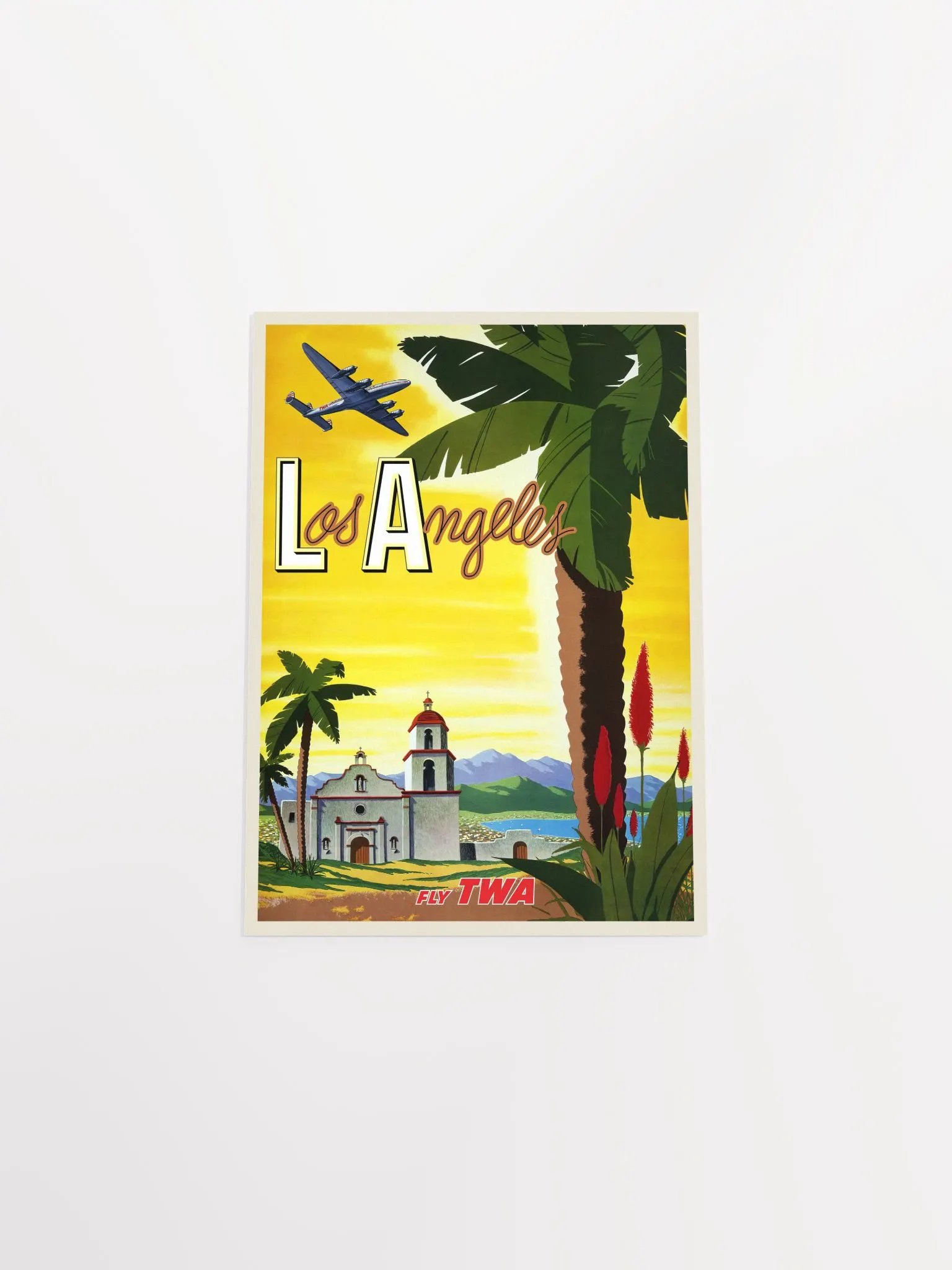 Los Angeles, USA, TWA — retro vintage travel poster, retro travel art, retro travel wall art, beach poster, tropical poster product image (9)