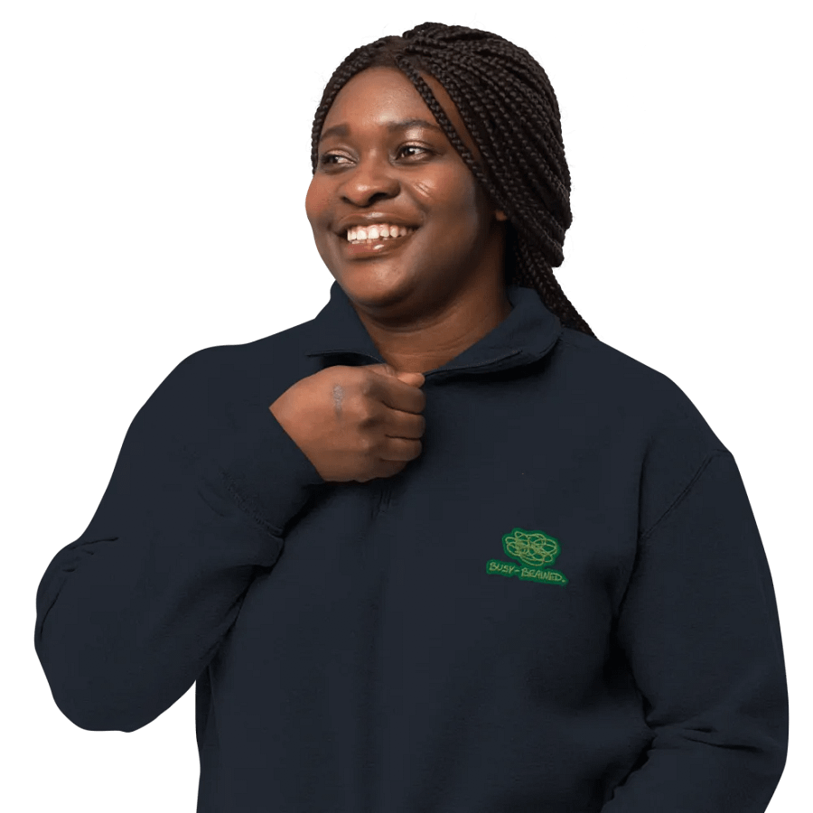 BUSY-BRAINED (moss design) embroidered quarter zip product image (13)