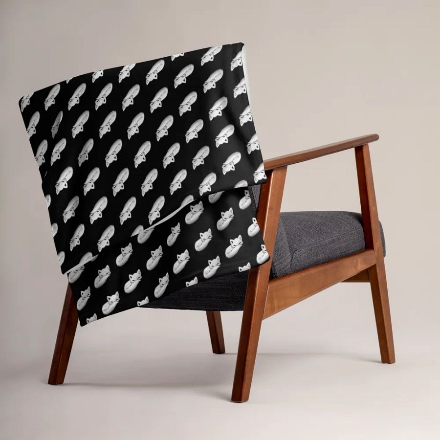 Sleepy Fox Throw Blanket with Black Background product image (2)