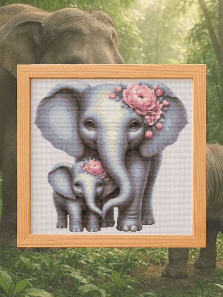 Elephant Embrace Cross Stitch Pattern product image (1)