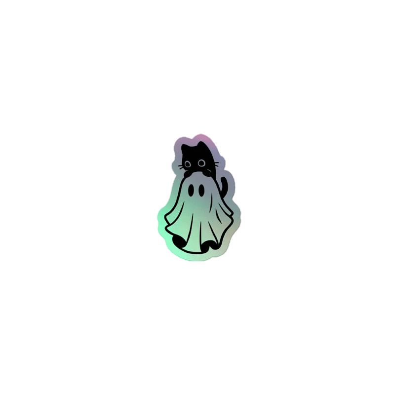 Ghost Cat Holographic Sticker